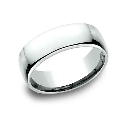 14Kt White Gold Euro Comfort-Fit 7.5mm Wedding Band