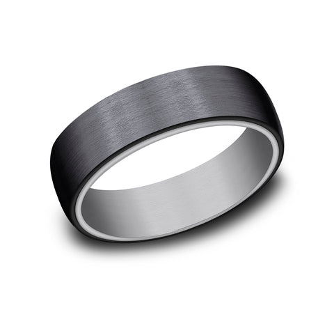 6.5mm Grey Tantalum & Black Titanium 'The Baron' Wedding Band