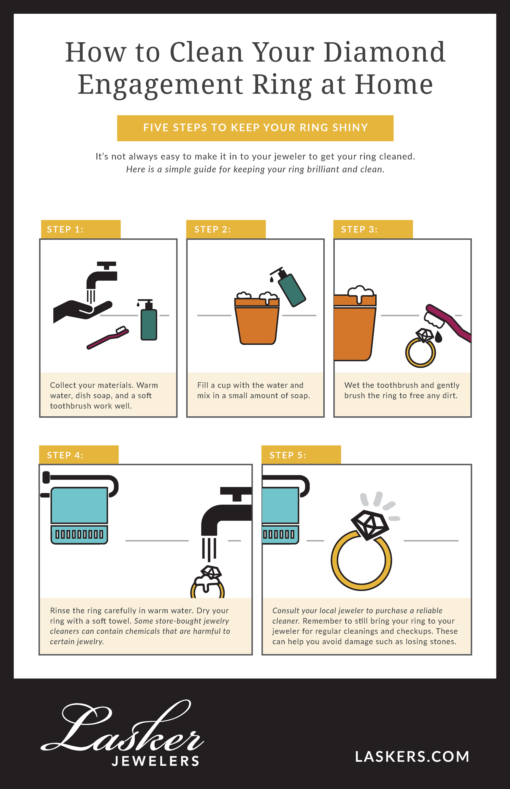 How to Clean Your Diamond Engagement Ring at Home - Lasker Jewelers