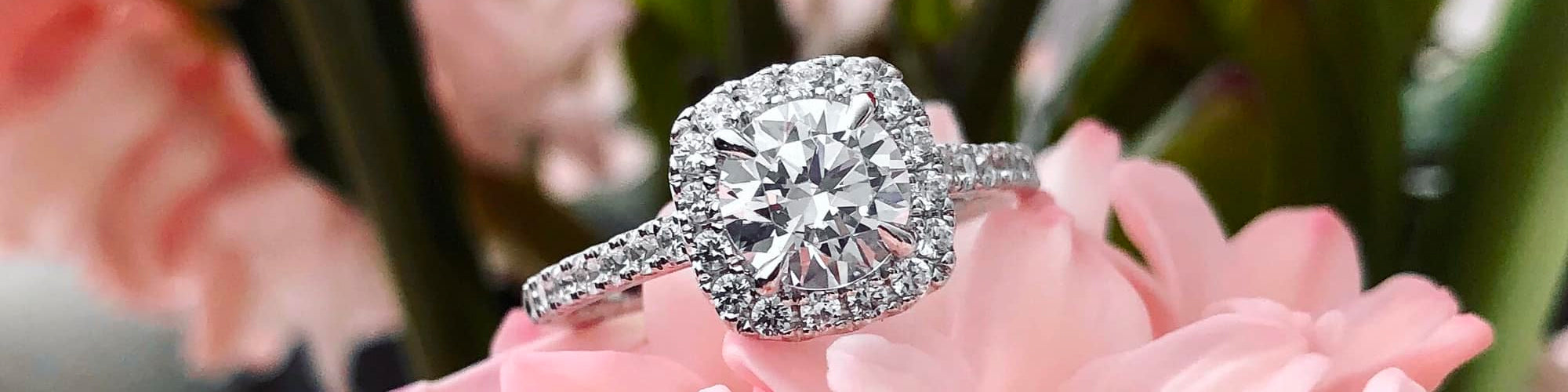 Pink ice diamond engagement on sale rings