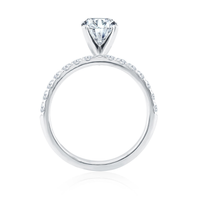 14Kt White Gold Classic Prong Engagement Ring Mounting With 0.50cttw Natural Diamonds