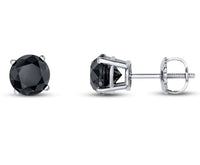 14kt White Gold 1.50cttw Black Diamond Studs Set in 4-Prongs with Friction Backs