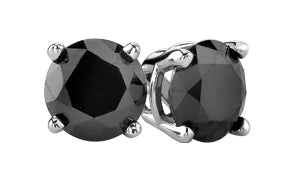 14kt White Gold 1.50cttw Black Diamond Studs Set in 4-Prongs with Friction Backs