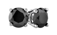 14kt White Gold 1.50cttw Black Diamond Studs Set in 4-Prongs with Friction Backs