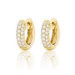 14kt Yellow Gold 3 Row Pave Diamond Huggies with .69cttw Round Diamonds (H Color - SI2 Clarity)