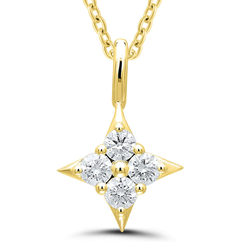 Star Of Hope Pendant in 10kt Yellow Gold With 4 Round Diamonds Totaling .20cttw