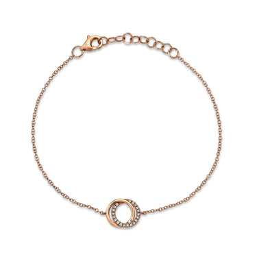 Shy Creations 14Kt Rose Gold Intersecting Circle Bracelet With .07Tw Diamond Accents 7" in Length