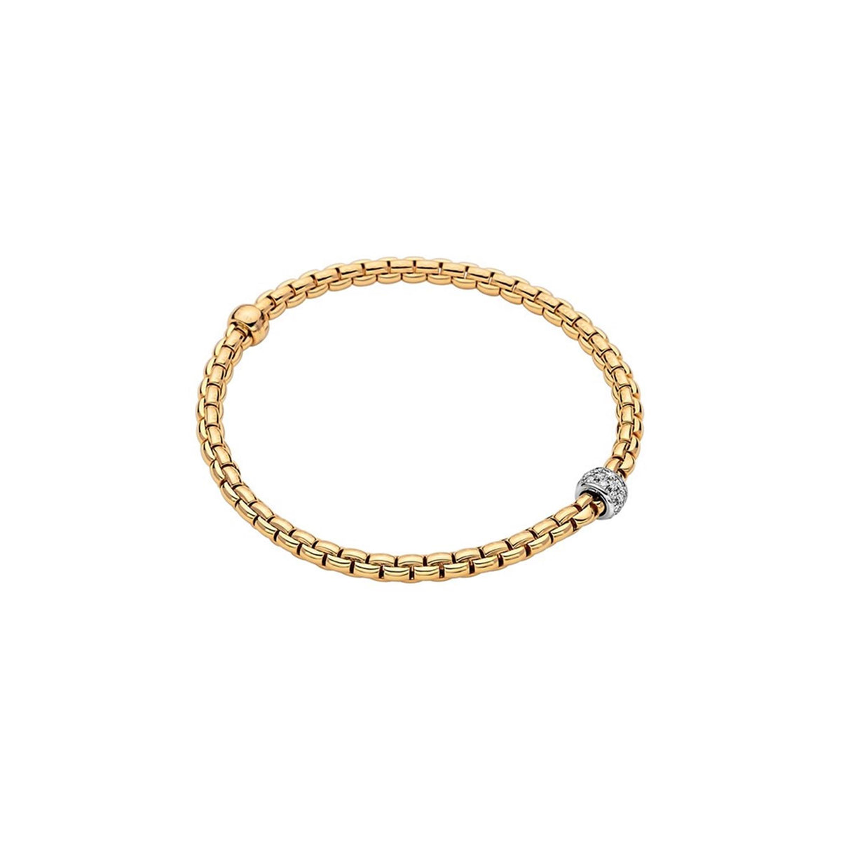 18K Yellow Gold Bracelet with .19cttw Diamond Rondel