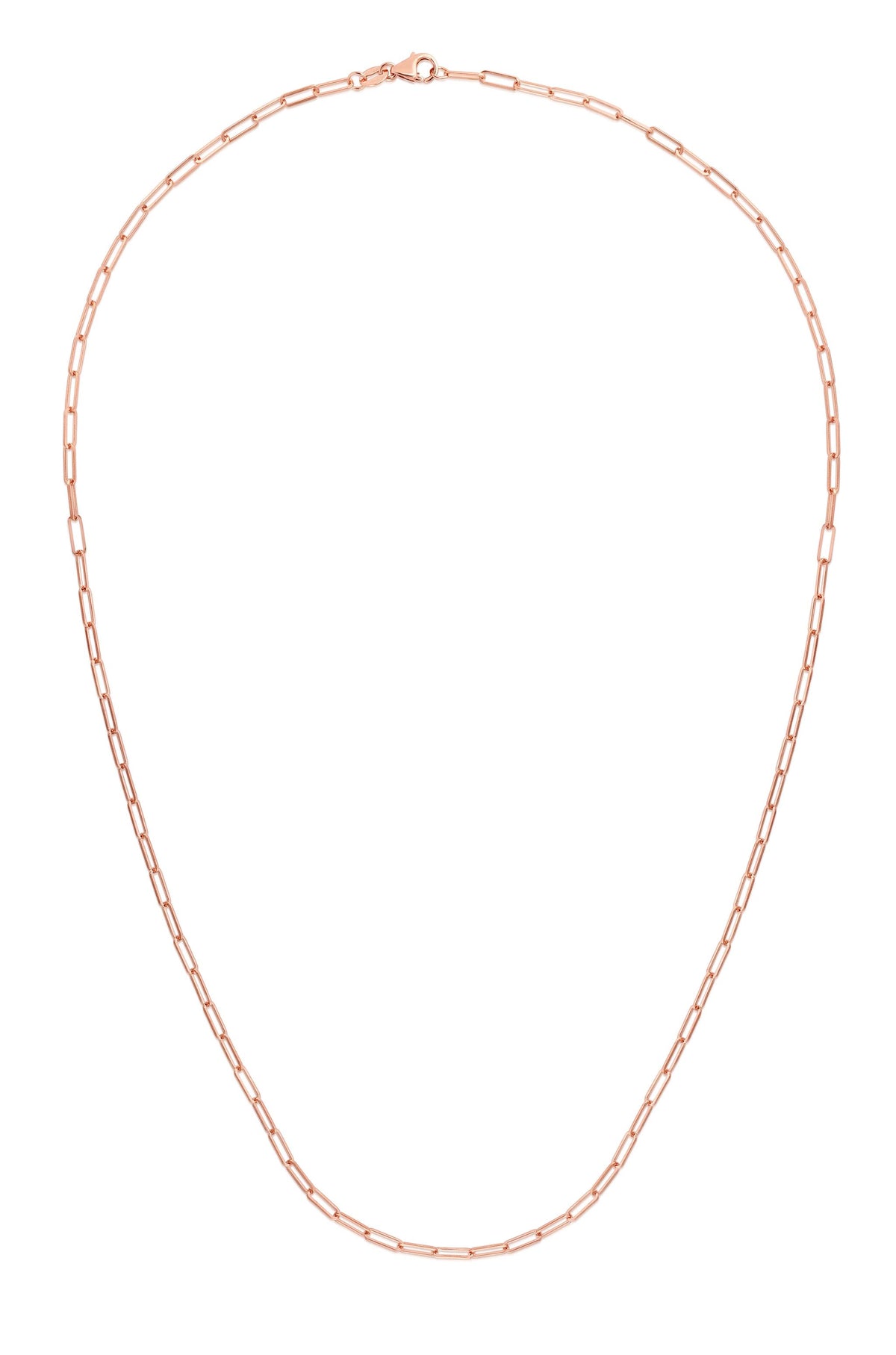 18" 14K Rose Gold 2.1mm Paperclip Link Necklace
