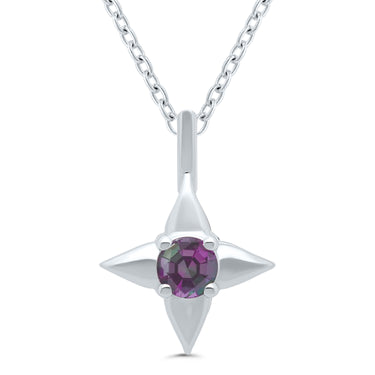 Star of Hope Sterling Silver June Birthstone Pendant with 3mm Round Lab-Grown Alexandrite on 18" Chain