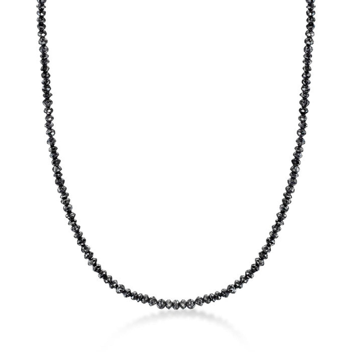 18" Faceted 2mm Black Diamond Bead Necklace - 21.75cttw