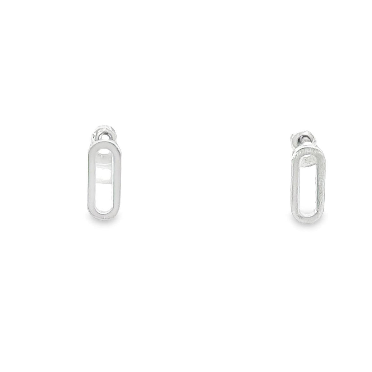 14Kt White Gold Paperclip Stud Earrings