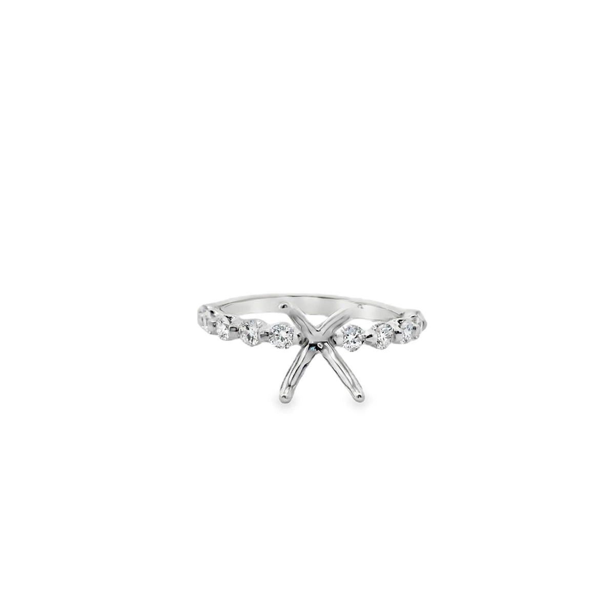 18Kt White Gold Ring Mounting With 0.48cttw Natural Diamonds