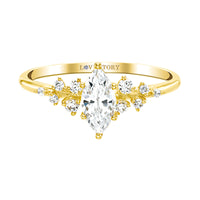 14Kt Yellow Gold Engagement Set Ring With .50ct Center Marquise Natural Diamond