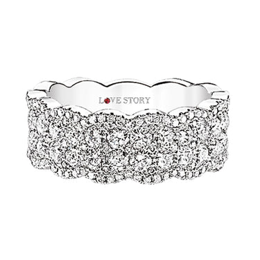 14Kt White Gold Scalloped Glamour Ring With 1.50cttw Natural Diamonds