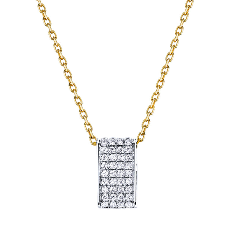 14Kt Yellow and White Pave' Set Pendant With Natural Diamonds