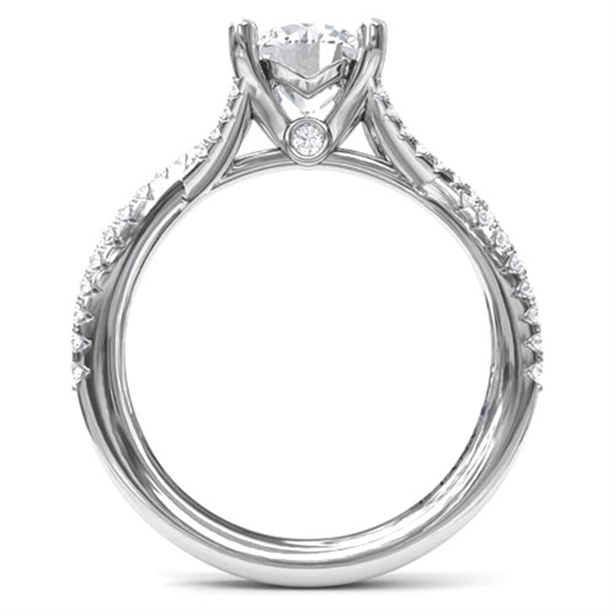 FANA 14Kt White Gold Free-Form Diamond Engagement Ring Mounting - Round Center Stone Sold Separately