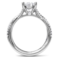 14Kt White Gold Free-Form Engagement Ring Mounting with 0.31cttw Natural Diamonds