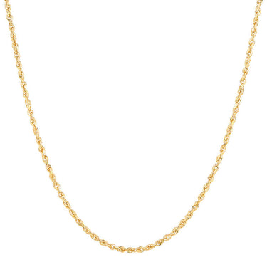 14kt Yellow Gold 2mm 18" Dual Glitter Rope Necklace