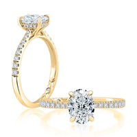 A. Jaffe Oval Hidden Halo & Pave Engagement Ring in 14K Yellow Gold