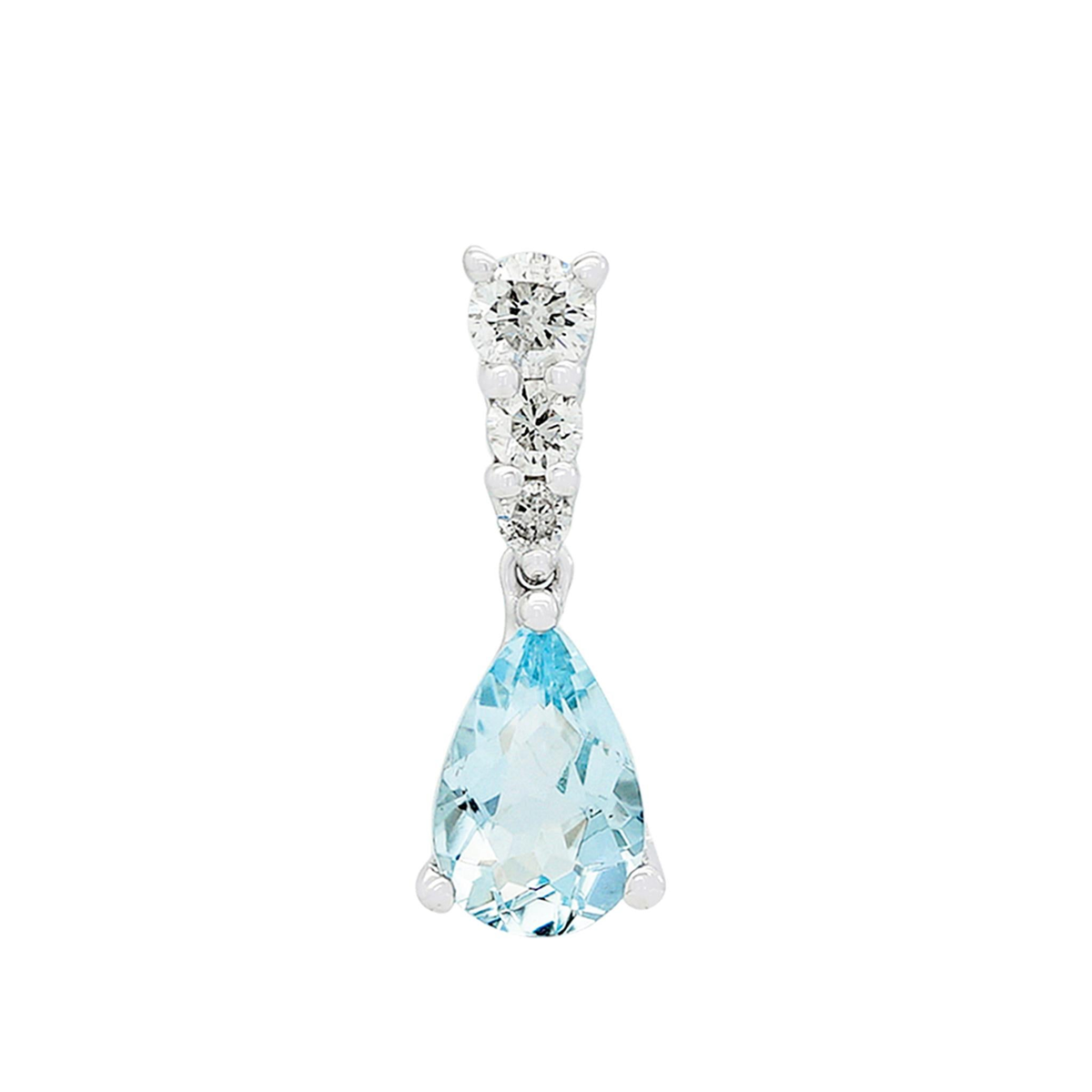 14Kt White Gold .35ct Aquamarine Diamond Pendant