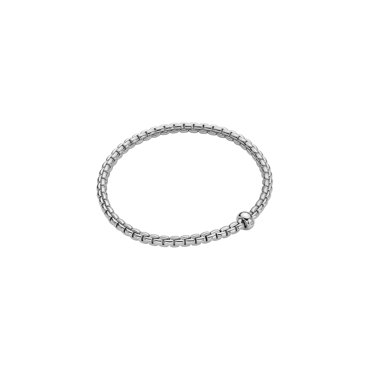 FOPE 18Kt White Italian Gold 0.01ct Diamond Rondel EKA Flex'It Bracelet - XL