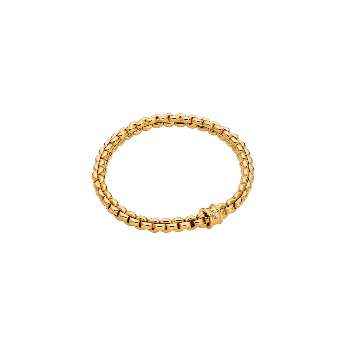 FOPE 18Kt Yellow Italian Gold .01ct Diamond Rondel EKA Flex'It Bracelet - M