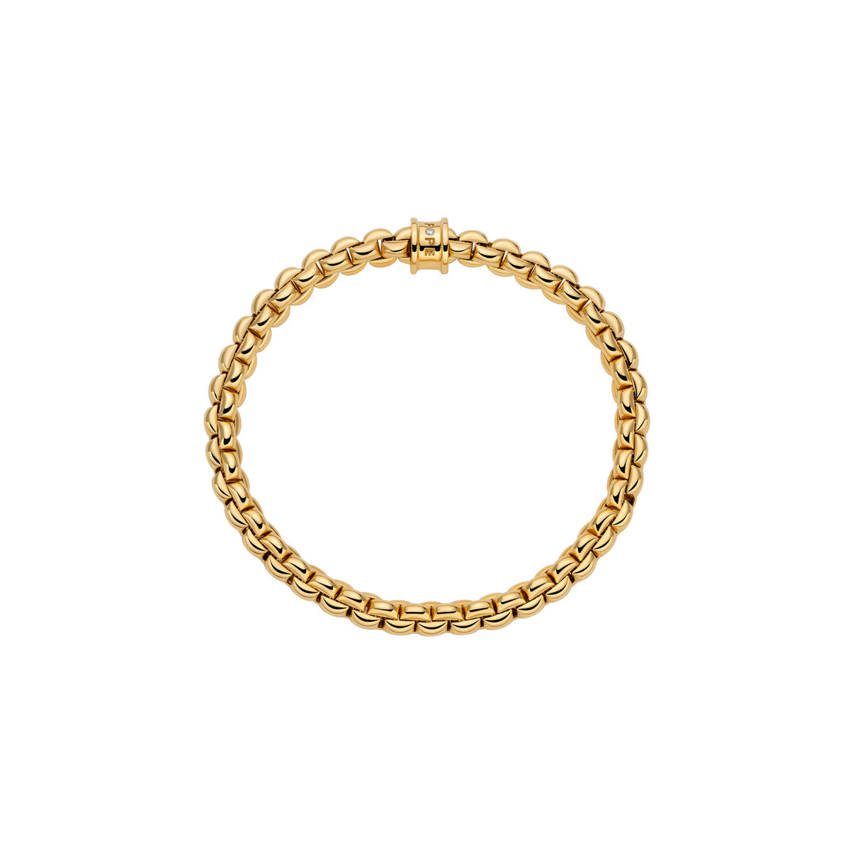 FOPE 18Kt Yellow Italian Gold .01ct Diamond Rondel EKA Flex'It Bracelet - M