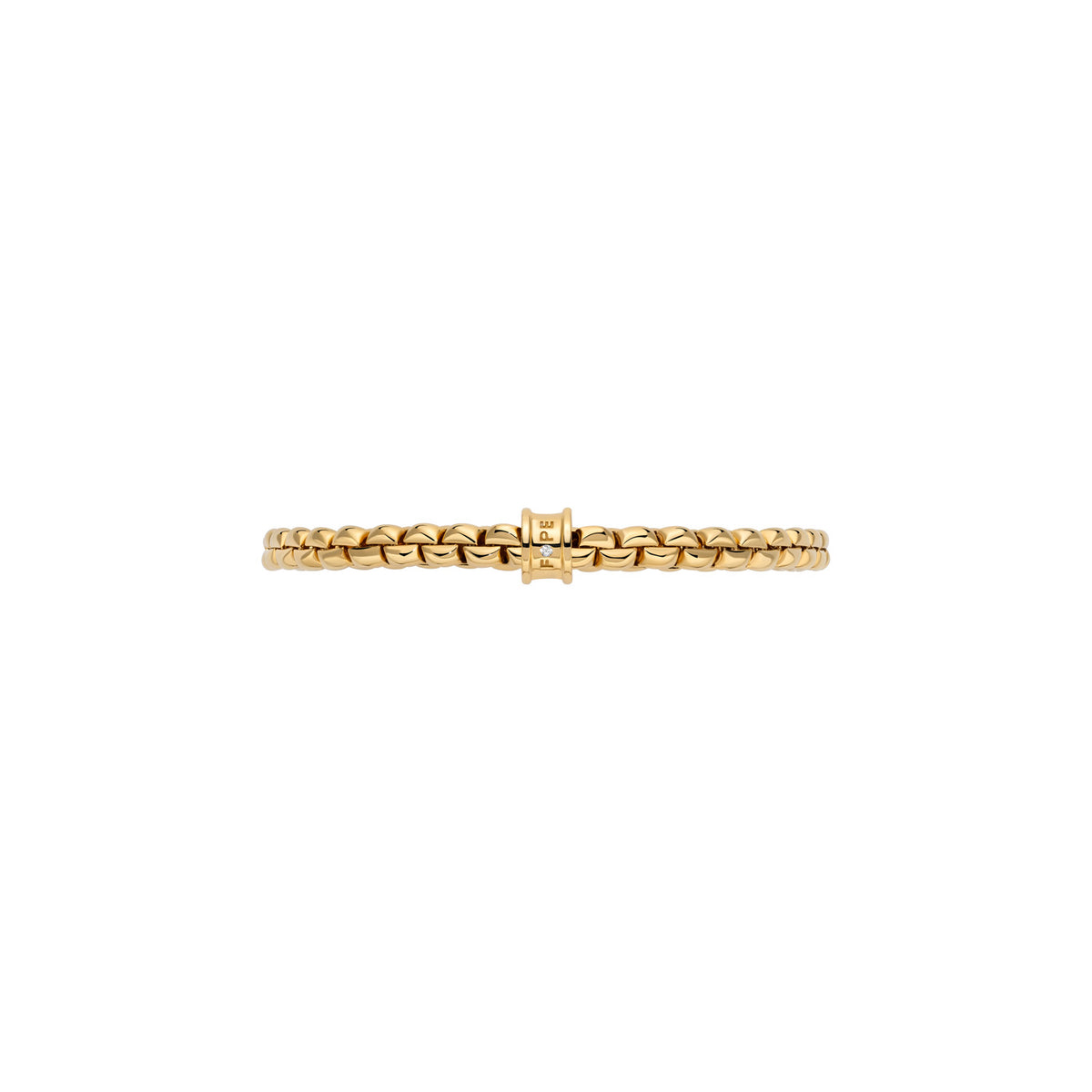 FOPE 18Kt Yellow Italian Gold .01ct Diamond Rondel EKA Flex'It Bracelet - M