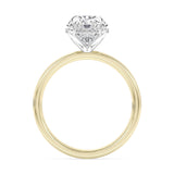 Yellow gold engagement ring with oval-cut diamond solitaire in a classic four-prong setting.