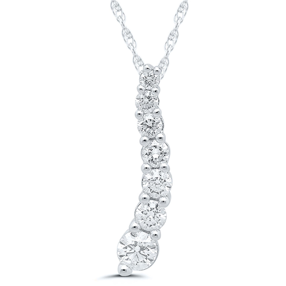 14Kt White Gold Journey Pendant With 0.25cttw Natural Diamonds