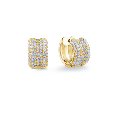 Miss Mimi Sterling Silver With 14Kt Gold Overlay Small Huggie Earrings With Pave' Set Cubic Zirconia