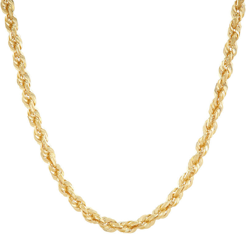 14Kt Yellow Gold 3mm 20" Solid Glitter Rope Chain Necklace
