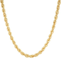 14Kt Yellow Gold 3mm 20" Solid Glitter Rope Chain Necklace