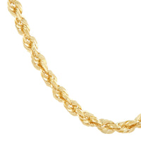 14Kt Yellow Gold 3mm 20" Solid Glitter Rope Chain Necklace