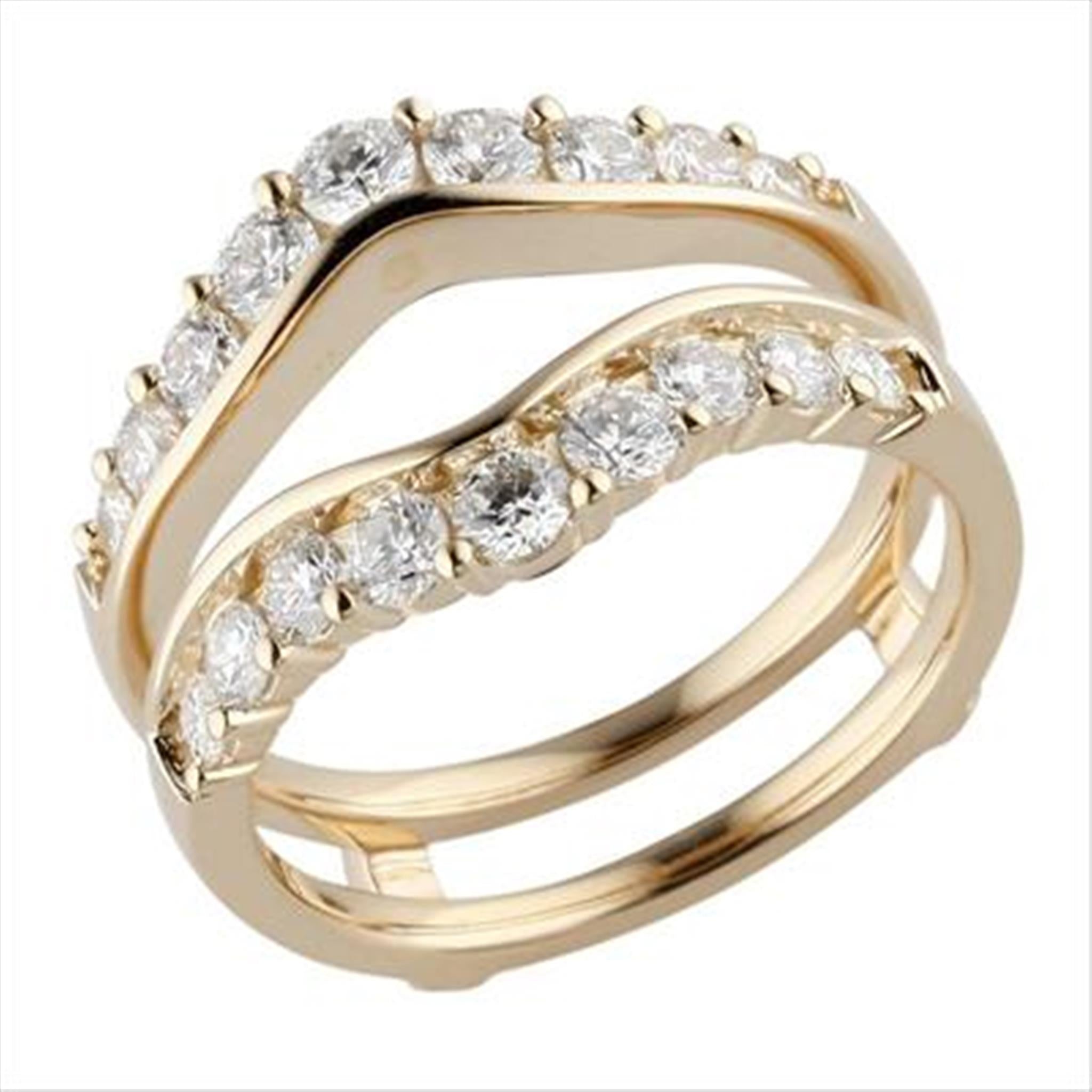 TwoBirch Ring Guards - 0.37 Ct. Sapphire and Diamond Double Row Round Prong  Set Ring Guard in Yellow Gold