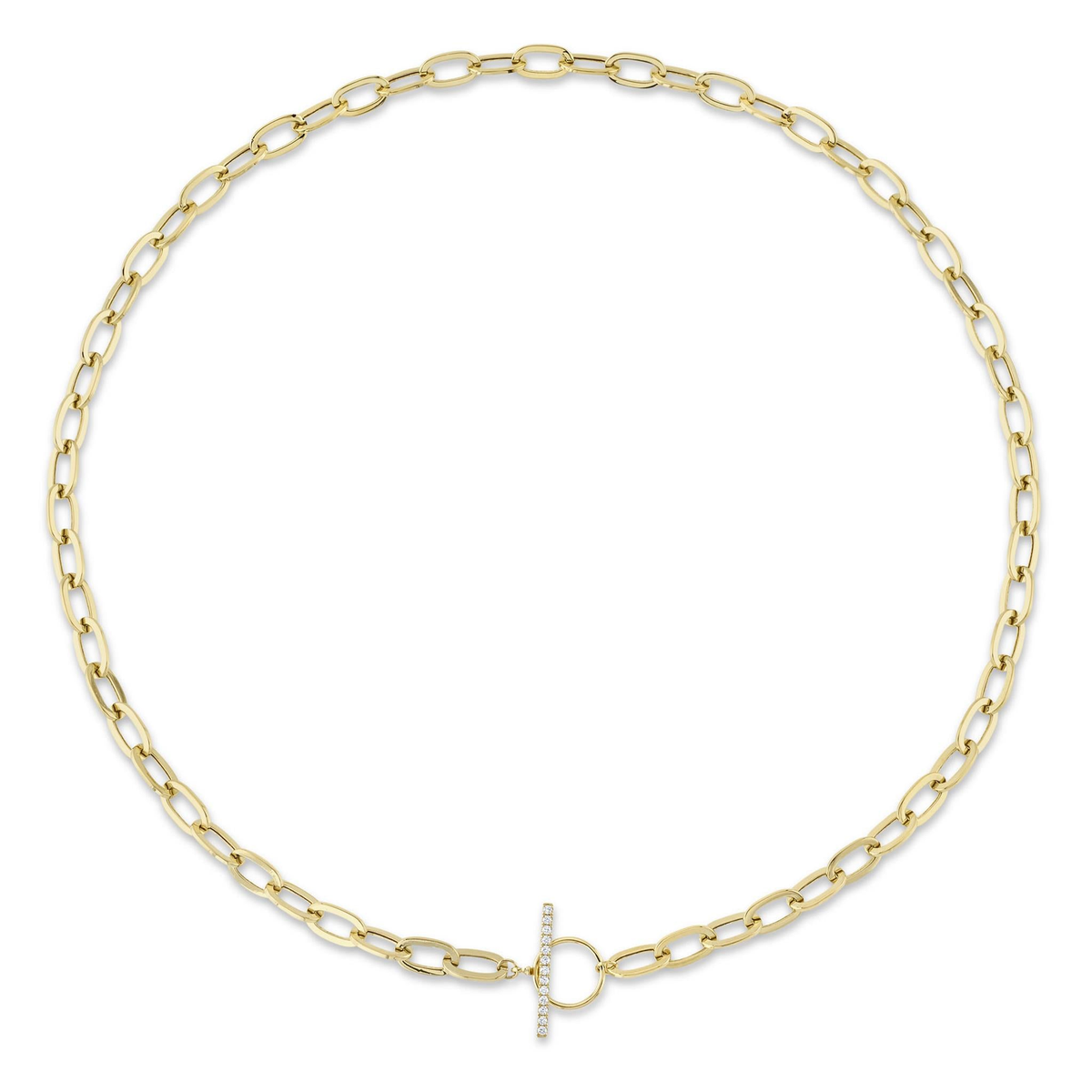 Shy Creation  18" 14Kt Yellow Gold Paperclip Link Necklace With .13cttw Round Natural Diamond Lock