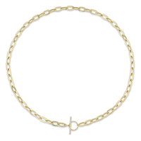 Shy Creation  18" 14Kt Yellow Gold Paperclip Link Necklace With .13cttw Round Natural Diamond Lock