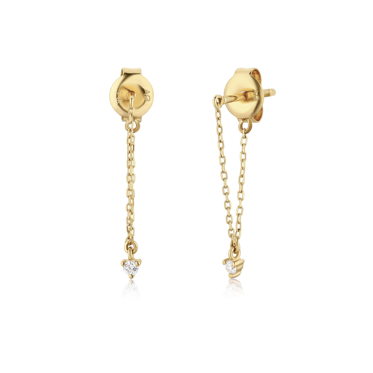 Aurelie Gi 14Kt Yellow Gold Laurel Diamond Chain Dangle  Earrings