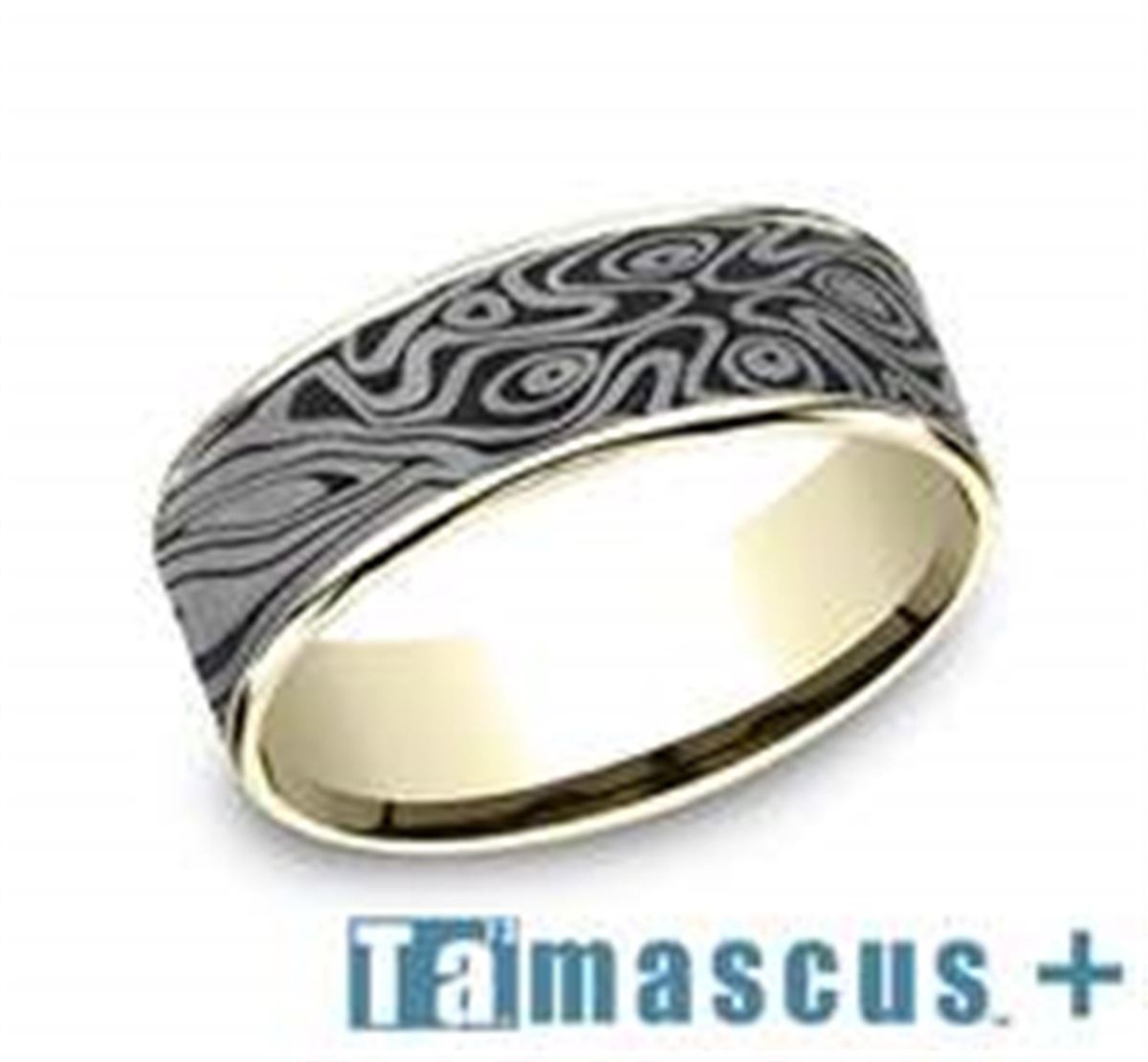 Tantalum  14Kt Gray  Yellow Ammara Stone Band