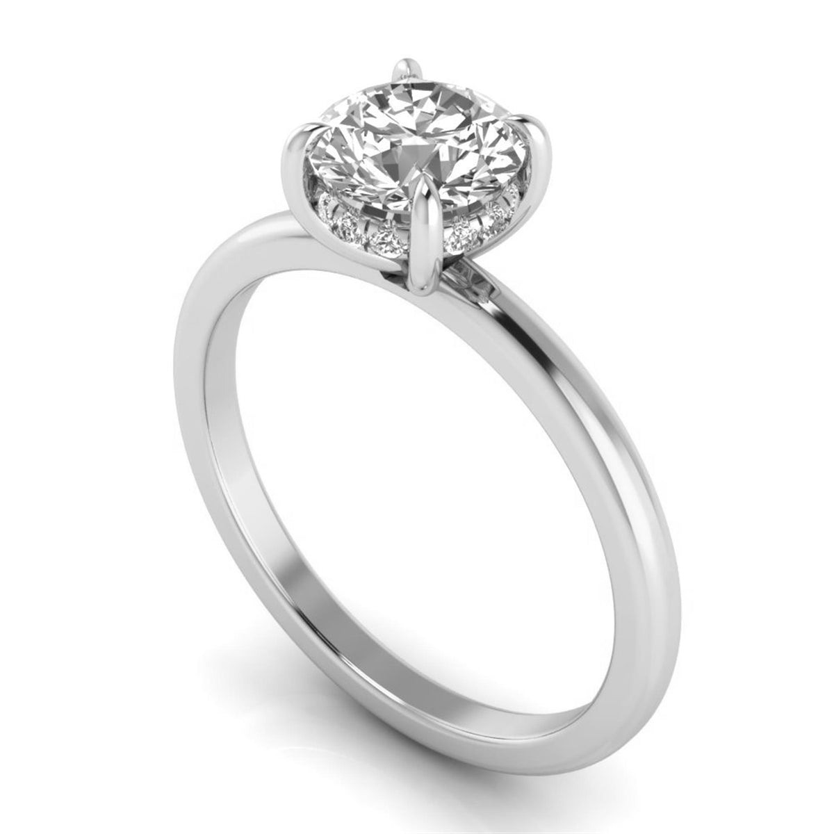 14Kt White Gold Solitaire Ring With 0.08ct Round Natural Center Diamond