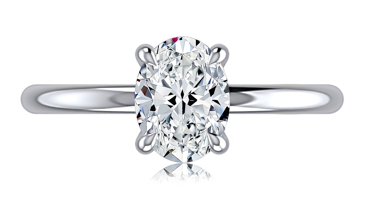 A. Jaffe Oval Hidden Halo Engagement Ring Mounting in 14K White Gold