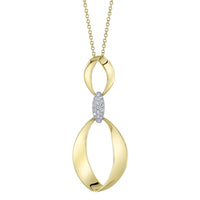 Shy Creation Yellow & White Gold Mobius Diamond Necklace