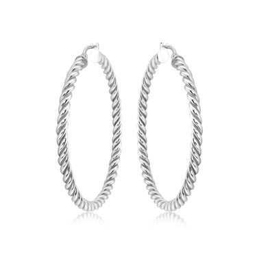 Sterling Silver High Polish 25mm Twist Hoop Earrings