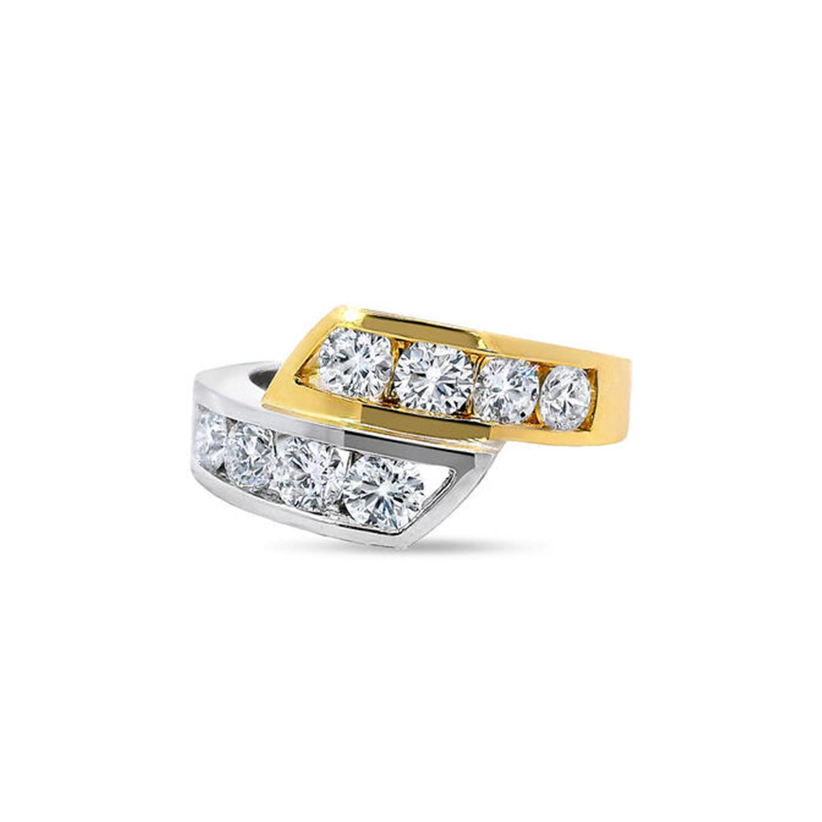 14Kt Yellow & White Gold Bypass Channel  Ring With 1.31cttw Natural Diamonds