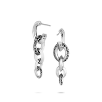 John Hardy Silver Knife Edge Interlink Drop Earrings