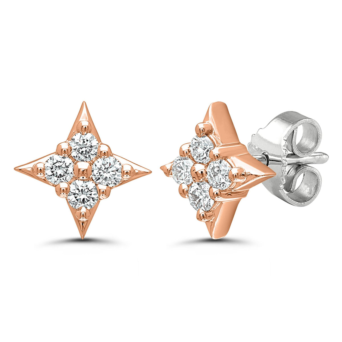 Star Of Hope 14Kt Rose Gold Earrings with.38cttw Natural Diamonds