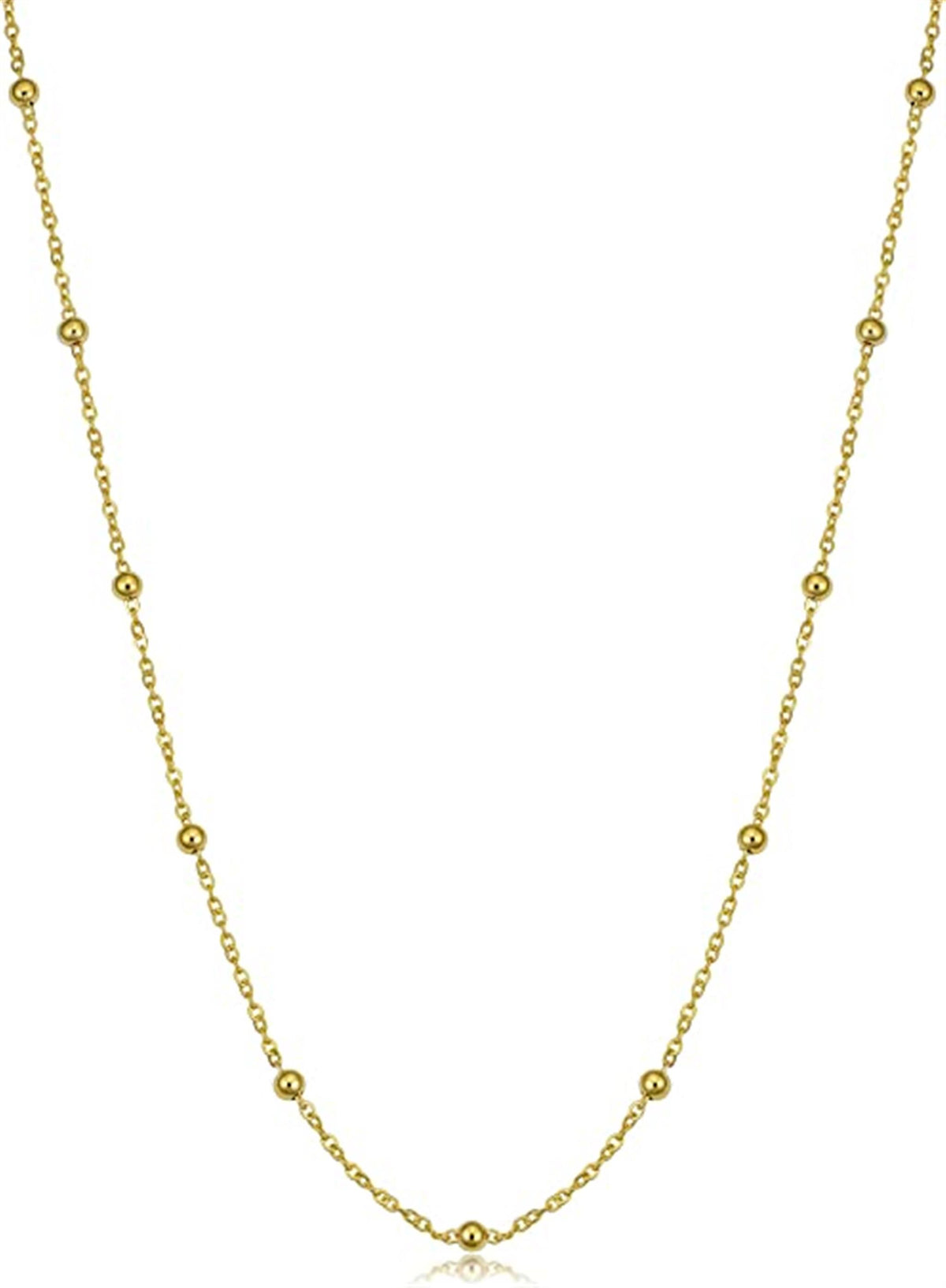 16" 14K Yellow Gold Flat Cable Saturn Necklace