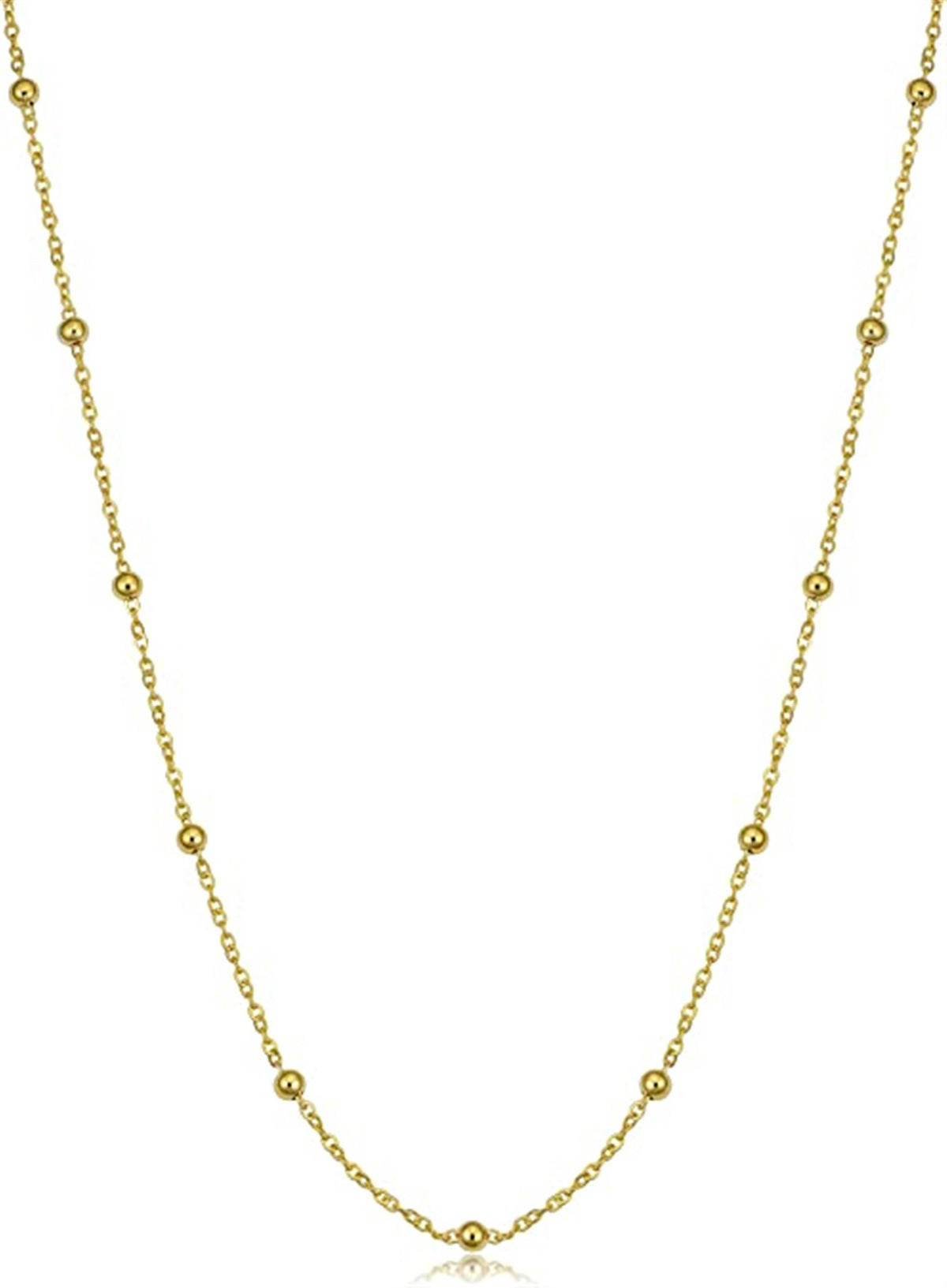 20" 14Kt Yellow Gold Flat Cable Link Saturn Necklace