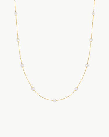 Ania Haie 16" Gold Shell Pearl Station Necklace in Gold Overlay with 2" Extender